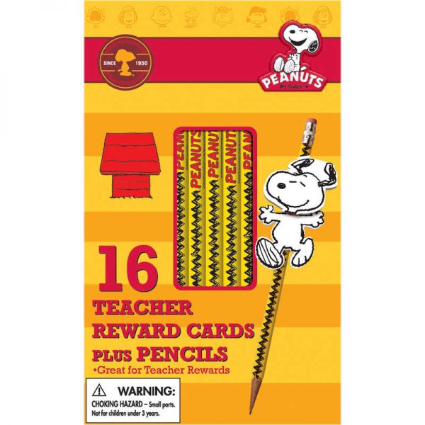 Eureka® Peanuts® Snoopy Way To Go Pencil Rewards with Toppers, Pack of 16