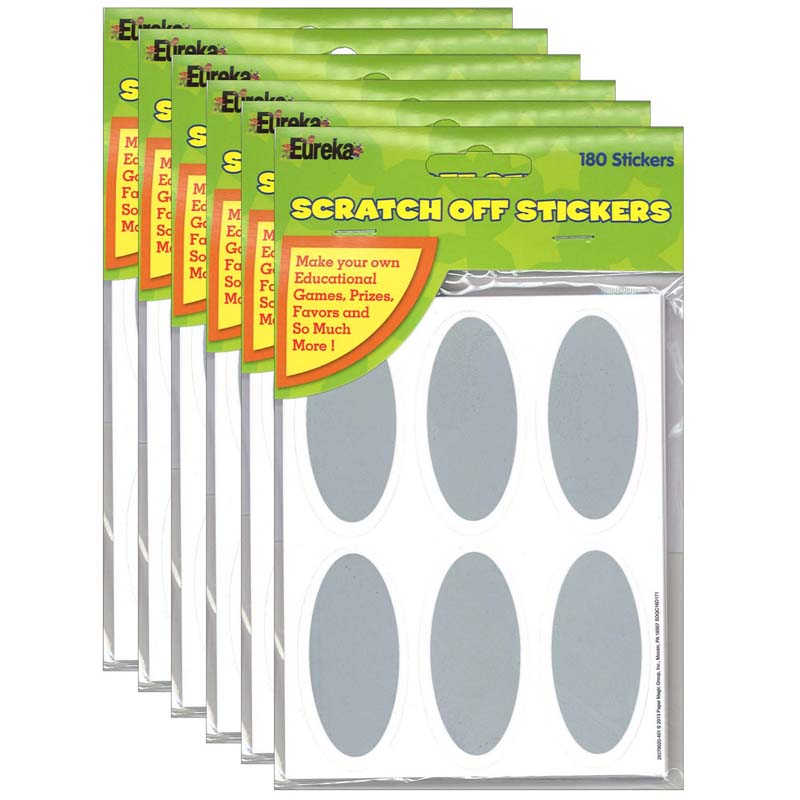 TeachersParadise Eureka® Ovals Scratch Off Stickers, 180 Per Pack, 6