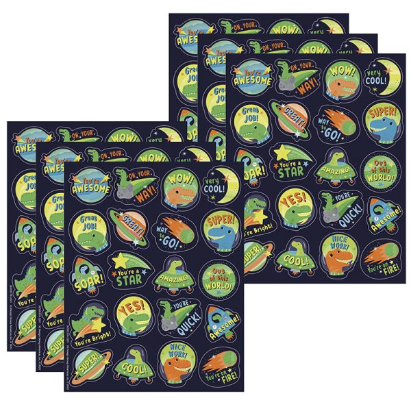 Eureka Dinosaur Dinosaur Breath Scented Stickers, 80 Per Pack, 6 Packs