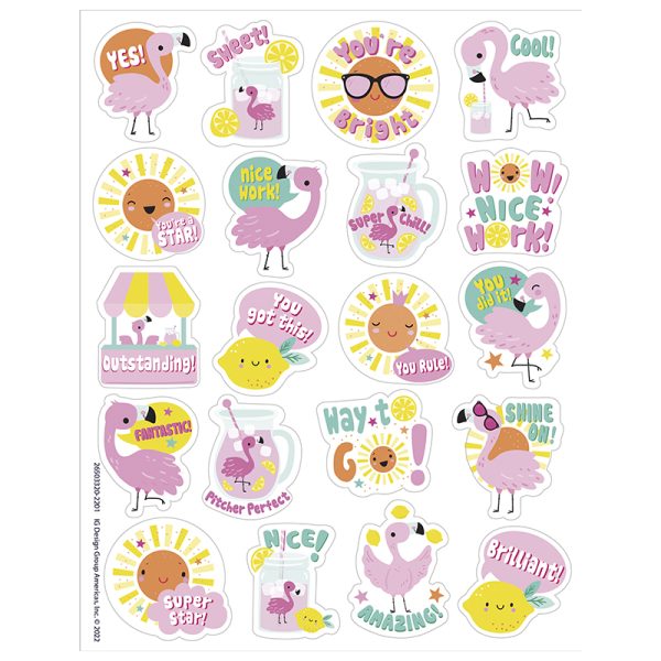 Eureka Flamingo Strawberry Lemonade Scented Stickers, Pack of 80