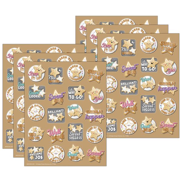 Eureka Star Cookies Sugar Cookie Scented Stickers, 80 Per Pack, 6 Packs