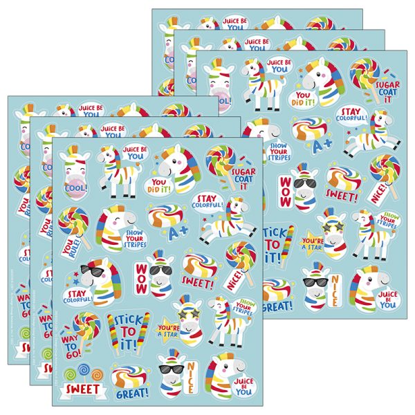 Eureka Fruit Zebras Fruit Punch Scented Stickers, 80 Per Pack, 6 Packs