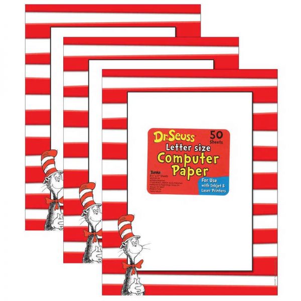 Eureka® Dr. Seuss™ The Cat in the Hat™ Computer Paper, 50 Sheets Per Pack, 3 Packs