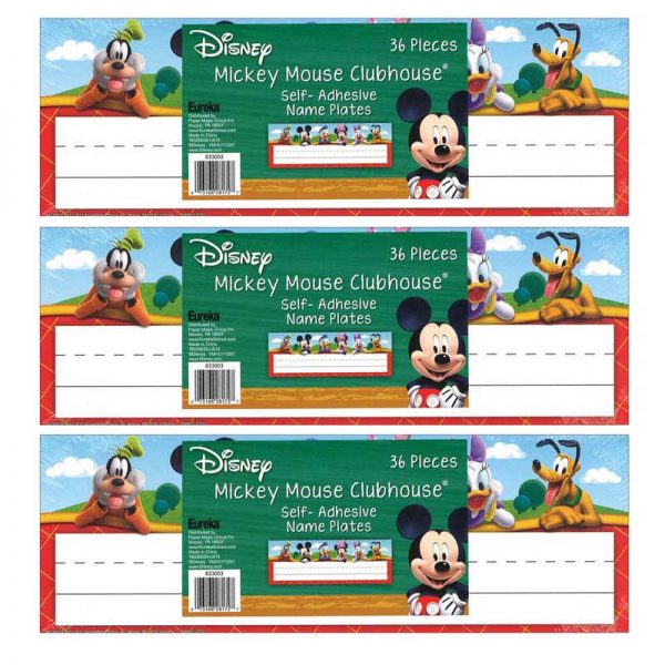 Eureka® Mickey Mouse Clubhouse® Self-Adhesive Name Plates, 36 Per Pack, 3 Packs