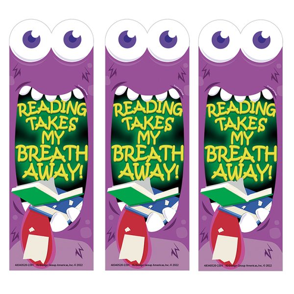 Eureka Reading Takes My Breath Away Monster Breath Scented Bookmarks, 24 Per Pack, 3 Packs