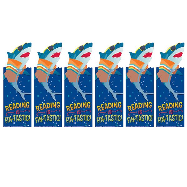 EUREKA Shark Reading is Fin-Tastic Bookmarks, 36 Per Pack, 6 Packs