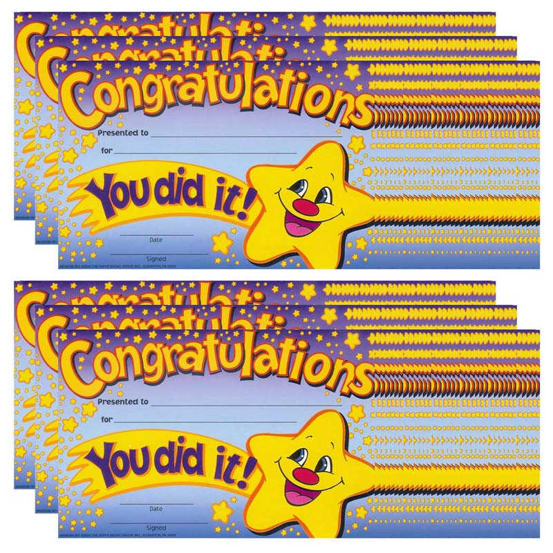 Eureka® Congratulations Recognition Awards, 36 Per Pack, 6 Packs
