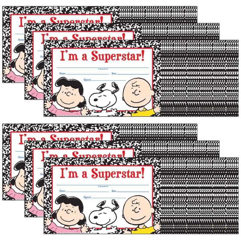 Eureka® Peanuts® Super Star Recognition Awards, 36 Per Pack, 6 Packs
