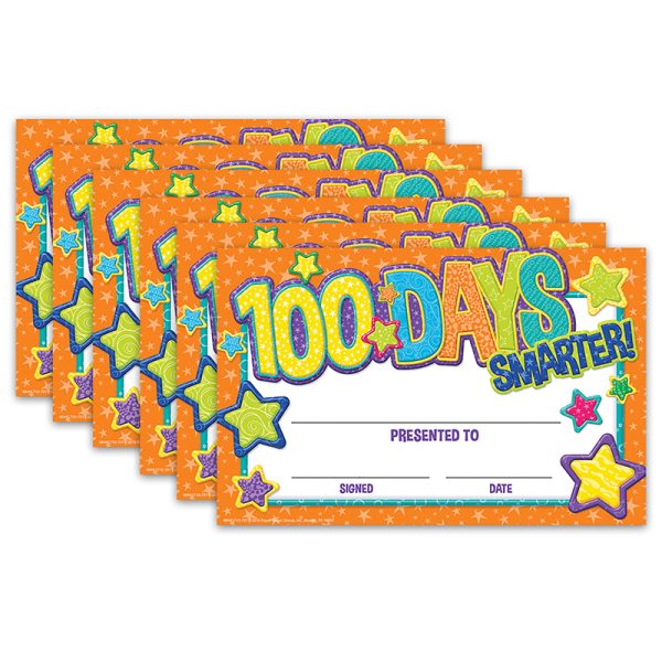 Eureka Color My World 100 Days Recognition Awards, 36 Per Pack, 6 Packs