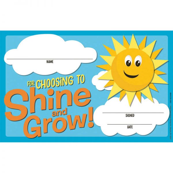 Eureka® Growth Mindset Choosing to Shine & Grow Recognition Award, Pack of 36