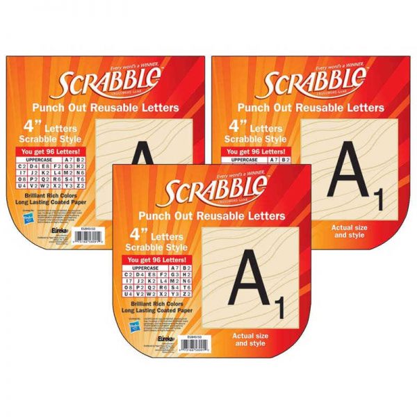 Eureka® Scrabble™ Letters Deco Letters, 96 Letters Per Pack, 3 Packs