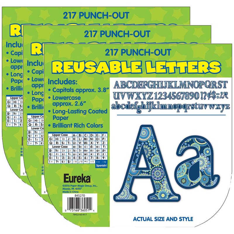 TeachersParadise Eureka® Blue Harmony Circle Letters Deco Letters, 217 Characters Per Pack, 3