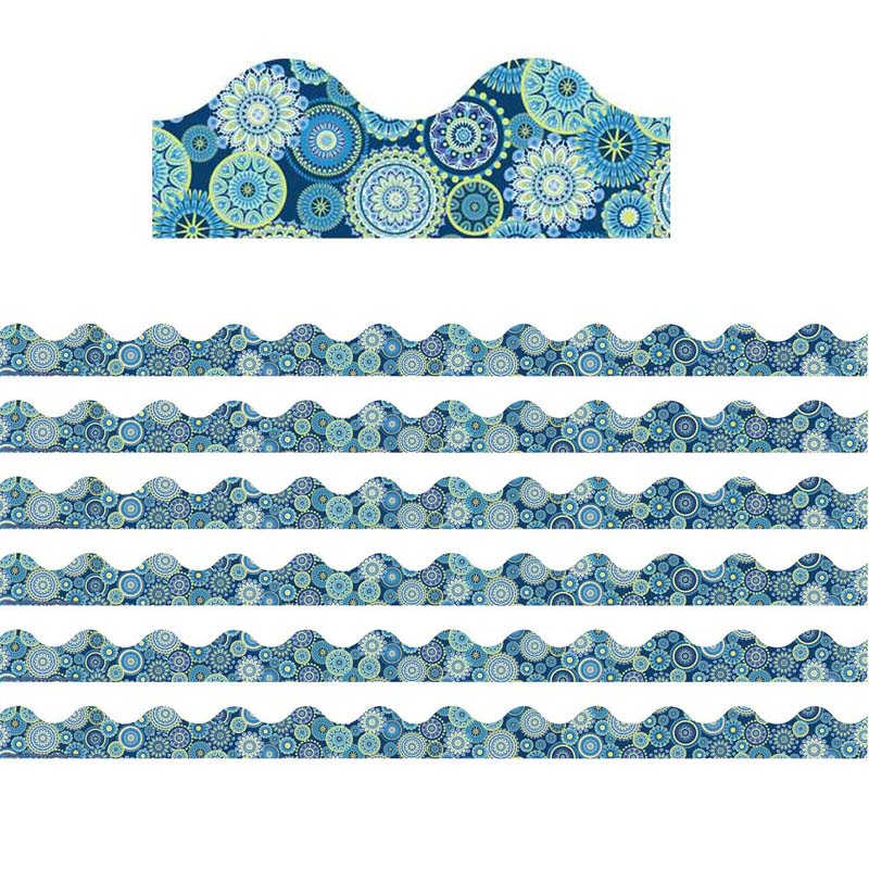 TeachersParadise Eureka® Blue Harmony Mandala Scalloped Deco Trim®, 37 Feet Per Pack, 6 Packs