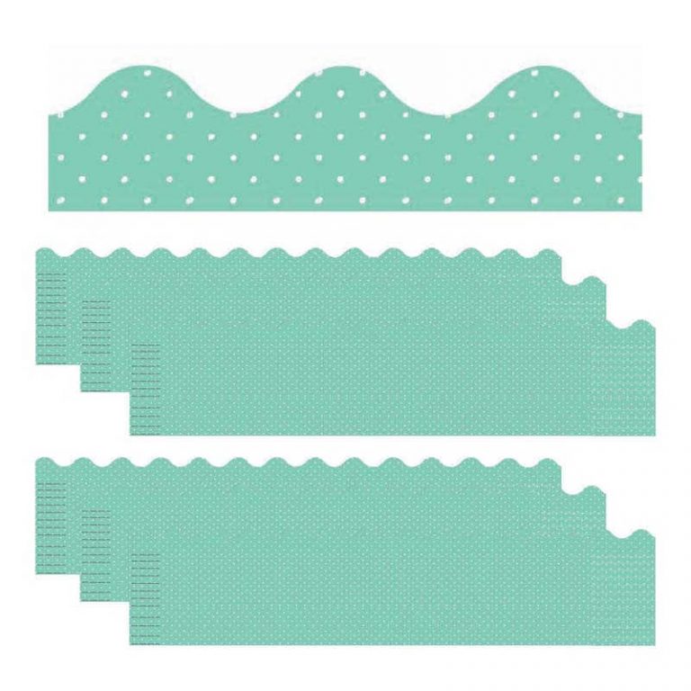 TeachersParadise - EurekaÂ® Simply Sassy Teal Polka Dots Deco TrimÂ®, 37