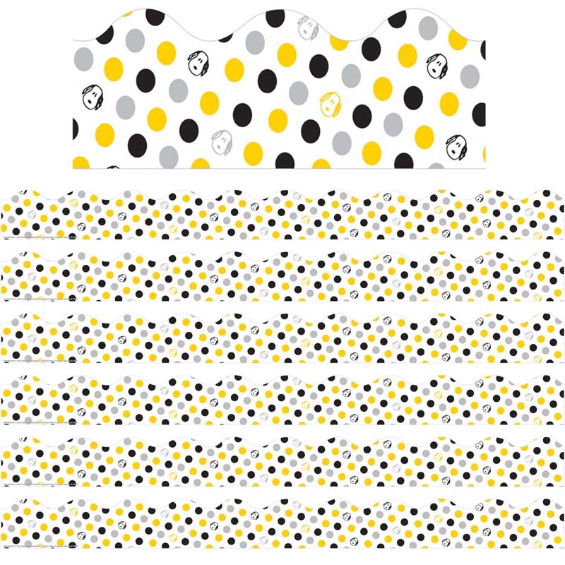 Eureka® Peanuts® Touch of Class Dots Deco Trim® Extra Wide Die Cut, 37 Feet Per Pack, 3 Packs