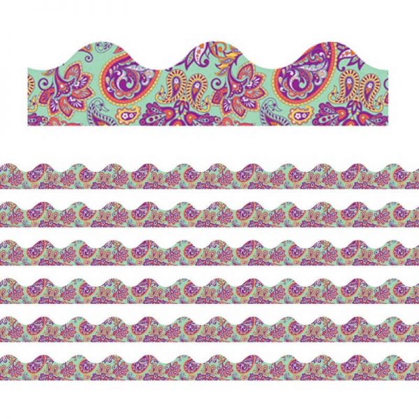Eureka® Positively Paisley Mint Paisley Deco Trim®, 37 Feet Per Pack, 6 Packs