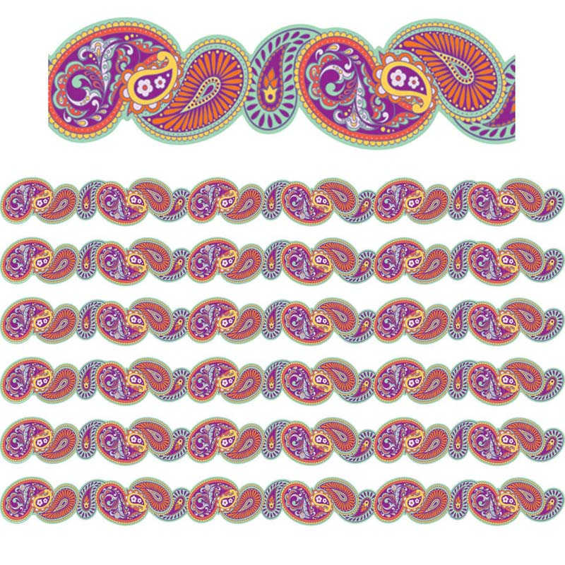 Eureka® Positively Paisley Deco Trim® Extra Wide Die Cut, 37 Feet Per Pack, 6 Packs