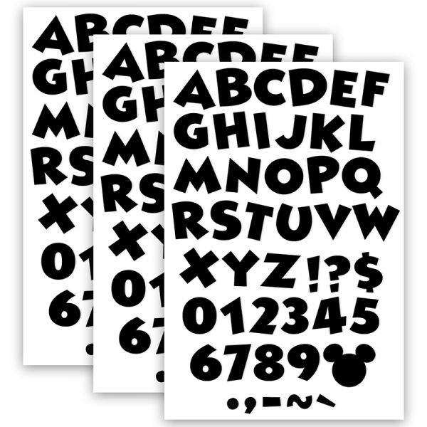 EUREKA Mickey Mouse® Throwback Black Deco Letters, 216 Characters Per Pack, 3 Packs