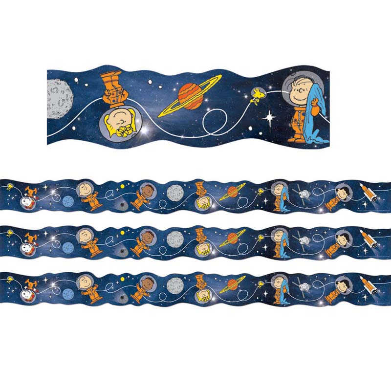 Eureka® Peanuts® NASA Character Die-Cut Extra Wide Die Cut Deco Trim®, 37 Feet Per Pack, 3 Packs