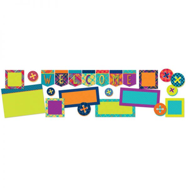 Eureka® Plaid Attitude Welcome Bulletin Board Set, 23 Pieces