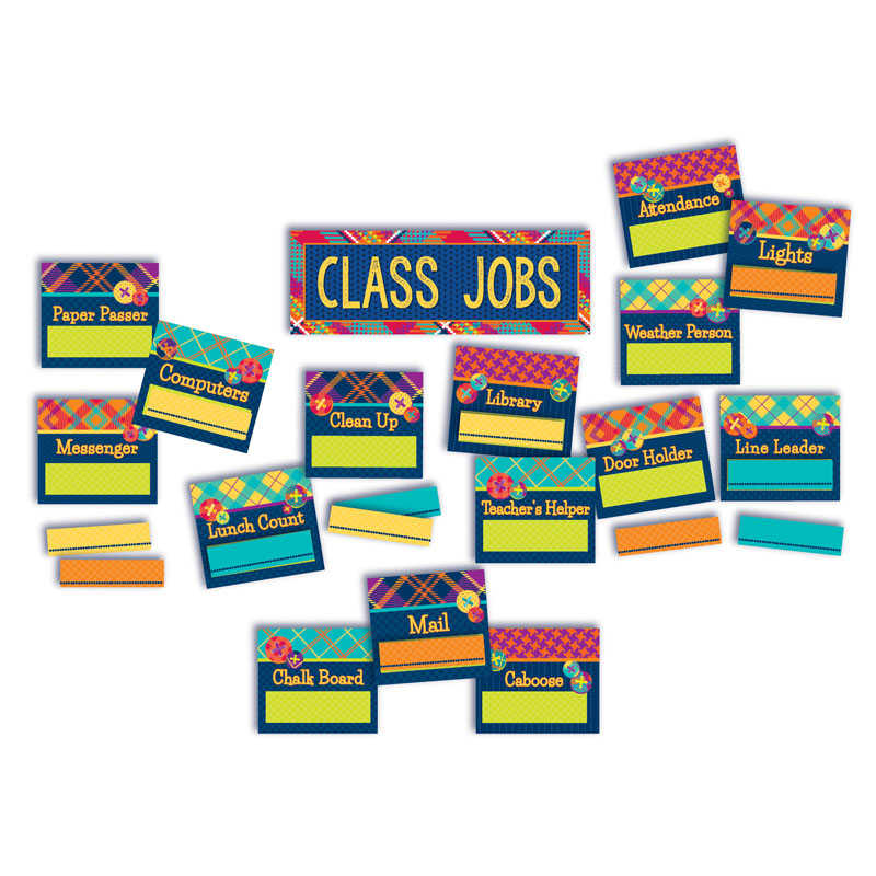 Elementary School Supplies Chalkboard Brights Classroom Jobs Bulletin ...