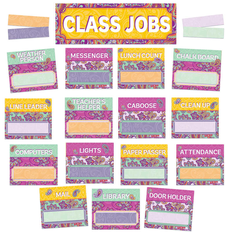 Eureka® Positively Paisley Class Jobs Mini Bulletin Board Set