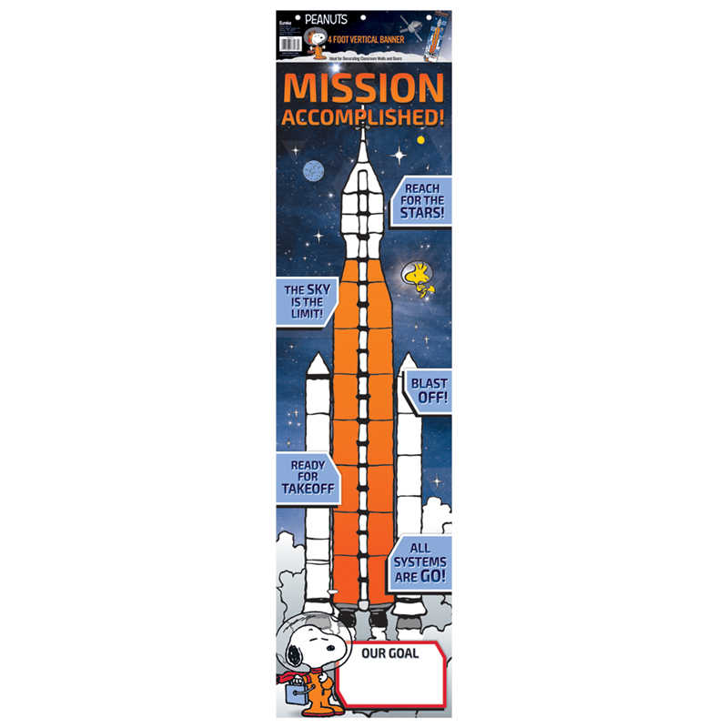 Eureka® Peanuts® NASA Goal Setting Vertical Banner, 12″ x 45″