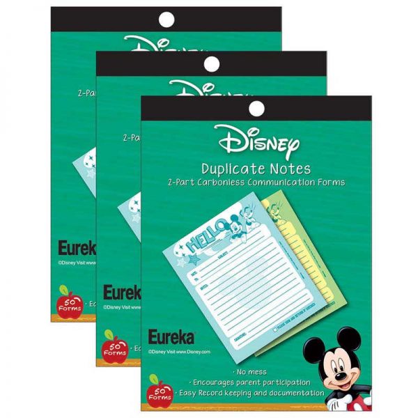 Eureka® Mickey Hello Duplicate Notes Large, 50 Forms Per Pack, 3 Packs