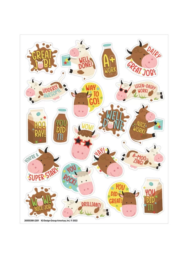 Eureka Brown Cows Chocolate Milk Scented Stickers, Pack of 80