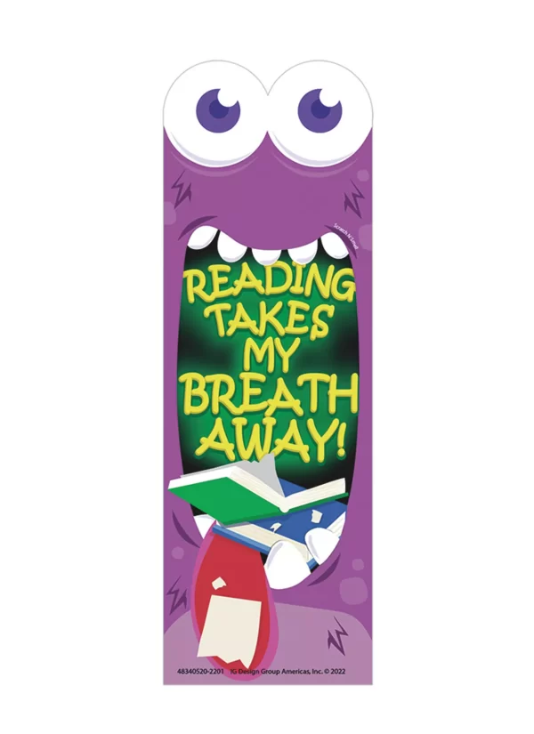 Eureka Reading Takes My Breath Away Monster Breath Scented Bookmarks, Pack of 24