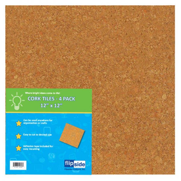 Flipside Cork Tiles, 12" x 12", Set of 4