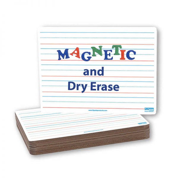 Flipside Two-Sided (Red & Blue Ruled/Blank) Dry Erase Board, 9" x 12", Pack of 12