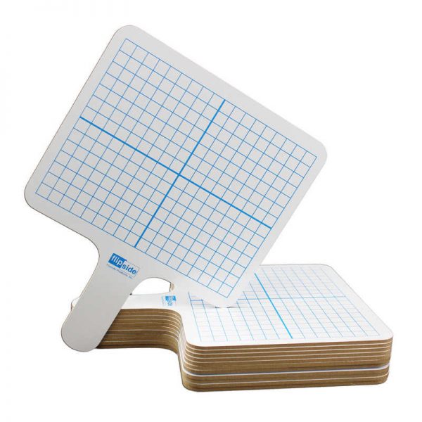 Flipside Two-Sided (3/8" Graph/Blank) Rectangular Dry Erase Graphing Paddles, Class Pack of 12