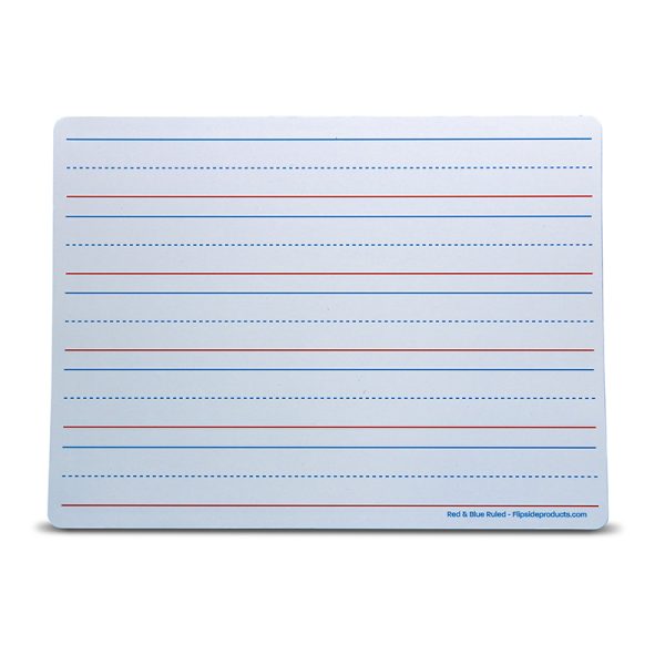 Flipside Products Magnetic Dry Erase Learning Mat, Two-Sided Red & Blue Ruled/Plain, 9" x 12", Pack of 12
