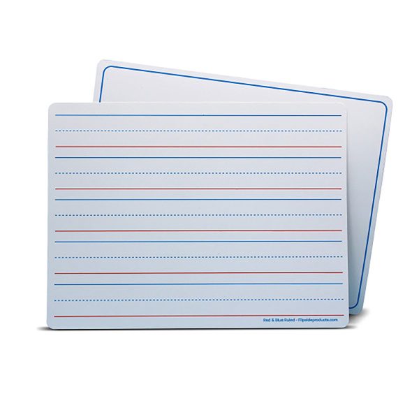 Flipside Products Magnetic Dry Erase Learning Mat, Two-Sided Red & Blue Ruled/Plain, 9" x 12", Pack of 48
