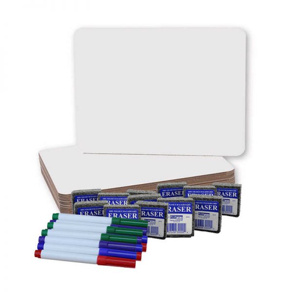 Flipside Magnetic Dry Erase Boards (9" x 12") with Colored Pens & Erasers, Set of 12