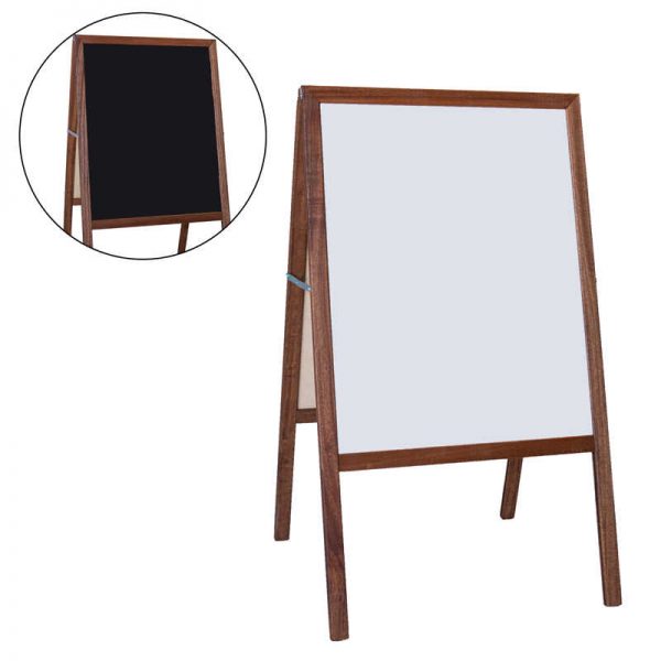 Flipside Stained Marquee Easel with White Dry Erase/Black Chalkboard, 42" H x 24" W