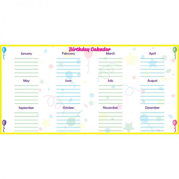 Flipside Low-Tac Birthday Calendar Horizontal