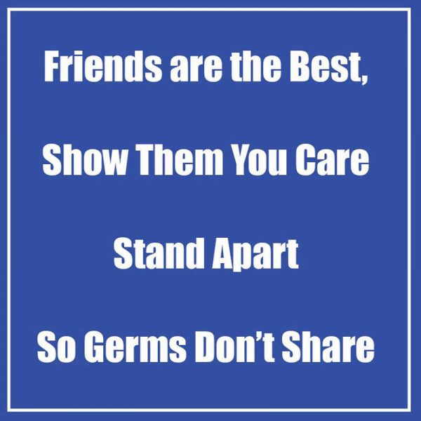 Flipside Products Social Distance Low Tac Wall Stickers, Blue, 11", Pack of 5