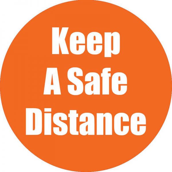 Flipside Products Keep a Safe Distance Anti-Slip Floor Sticker, Orange, 11", Pack of 5
