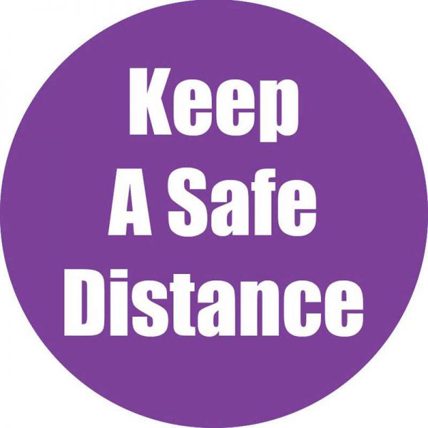 Flipside Products Keep a Safe Distance Anti-Slip Floor Sticker, Purple, 11", Pack of 5