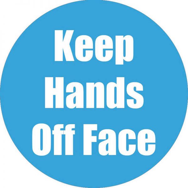 Flipside Products Keep Hands Off Face Anti-Slip Floor Sticker, Cyan, 11", Pack of 5