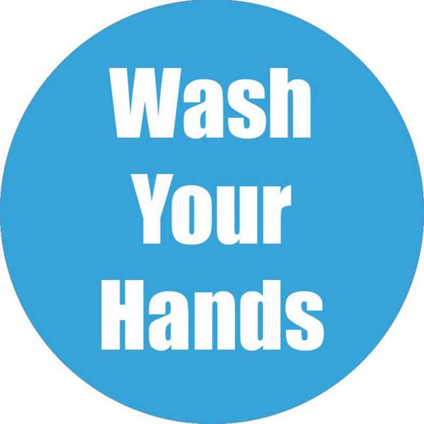 Flipside Products Wash Your Hands Anti-Slip Floor Sticker, Cyan, 11", Pack of 5