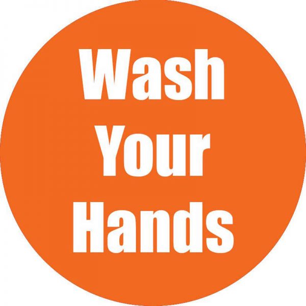 Flipside Products Wash Your Hands Anti-Slip Floor Sticker, Orange, 11", Pack of 5