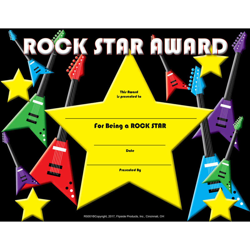 Hayes Rock Star Award Certificate, 8.5" x 11", Pack of 30