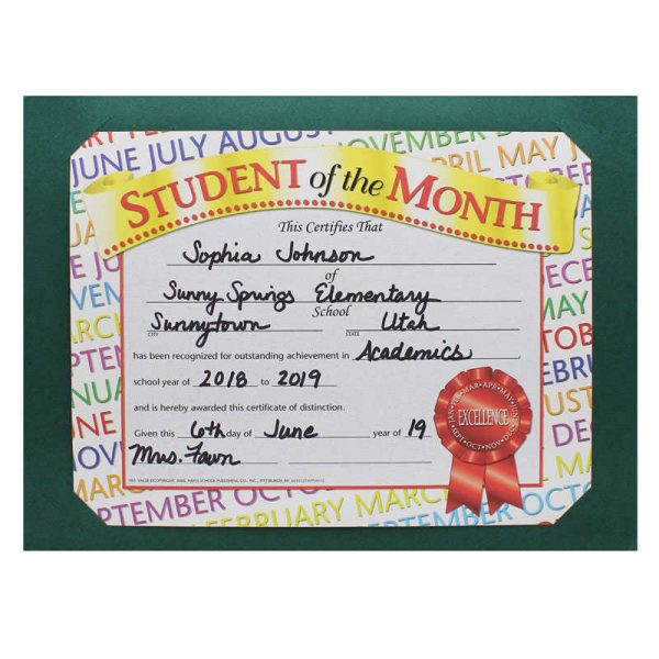 Hayes Plain Green Certificate Folders, 10" x 13", Pack of 30