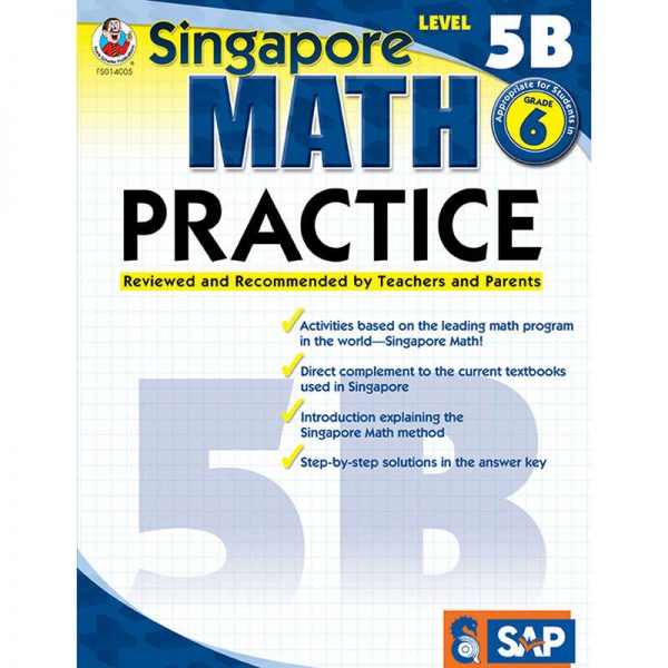 Carson Dellosa Education Singapore Math Practice Resource Book, Level 5B, Grade 6