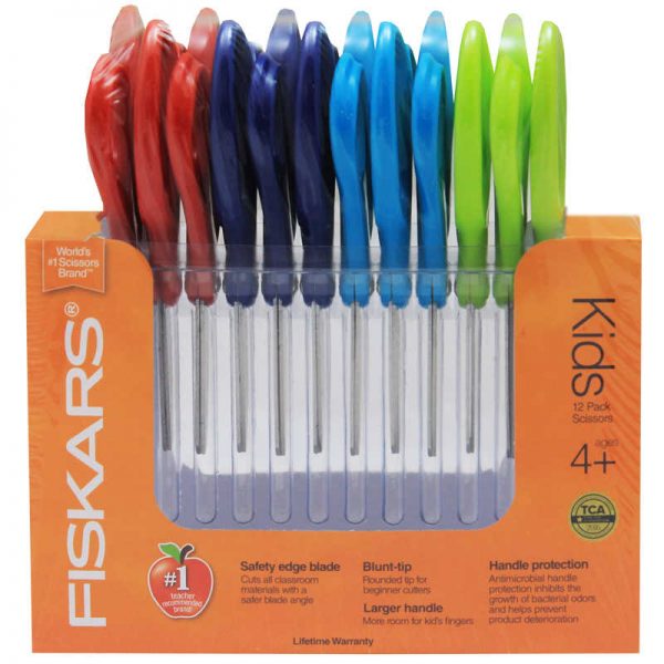 Fiskars® Blunt-tip Kids Scissors Classpack, 5", Assorted Colors, Pack of 12