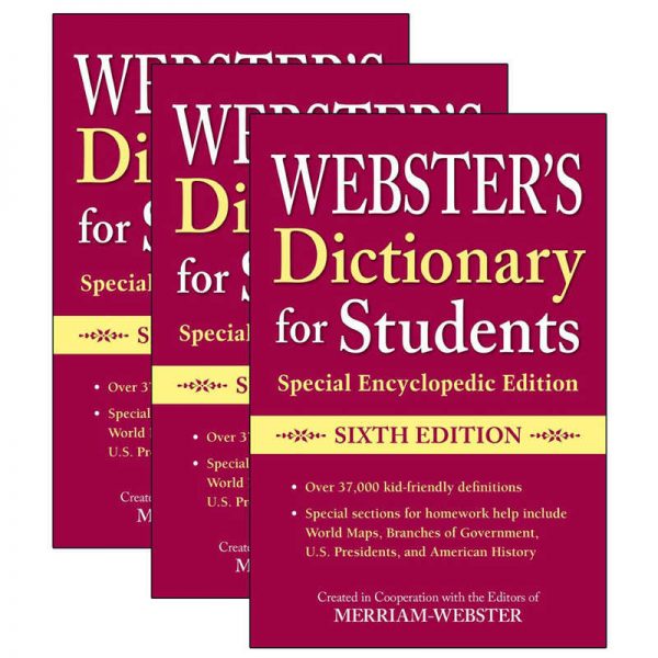 Merriam-Webster Webster's Dictionary for Students, Special Encyclopedic Edition, Sixth Edition, Pack of 3