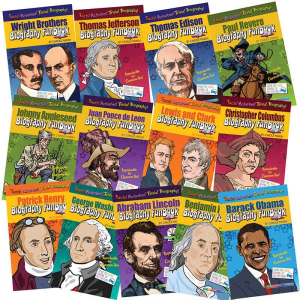 Gallopade Presidents, Inventors & Explorers Biography FunBook, Set of 13